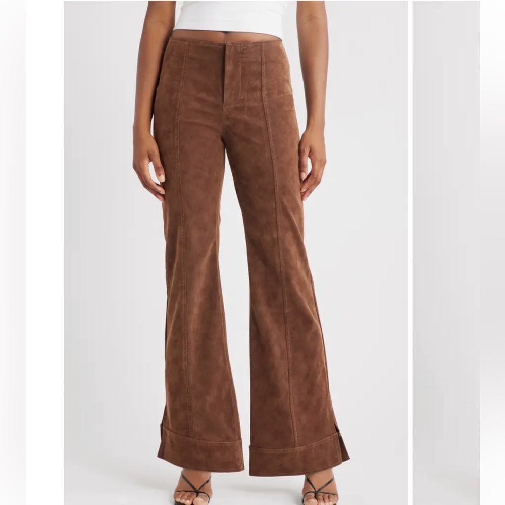 NWOT FREE PEOPLE Glow Up Faux Suede Pants In Shaved Chocolate Size 8